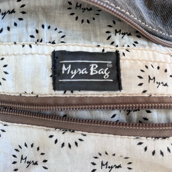 Myra Bag Two-Tone Canvas & Leather Crossbody — Black, Brown & Cream - Picture 2 of 11